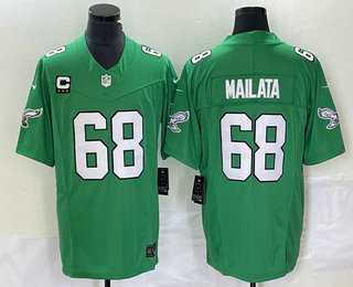 Men%27s Philadelphia Eagles #68 Jordan Mailata Green C Patch 2023 FUSE Vapor Limited Throwback Stitched Jersey->philadelphia eagles->NFL Jersey